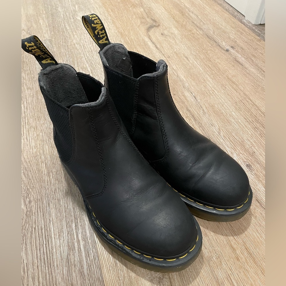 Dr. Martens Black Chelsea Boots with Yellow Stitching